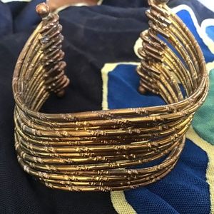 Brass hinged vintage tribal bracelet
